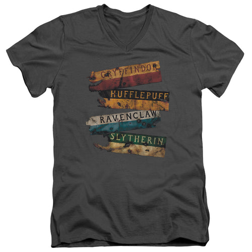 Harry Potter Burnt Banners V-Neck T-Shirt