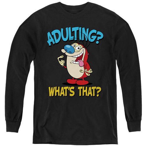 Ren and Stimpy Adulting Stimpy Youth Long Sleeve T-Shirt