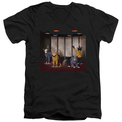 Star Trek Cats Beam Meow Up V-Neck T-Shirt