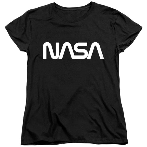 NASA Worm Logo Black Womens T-Shirt