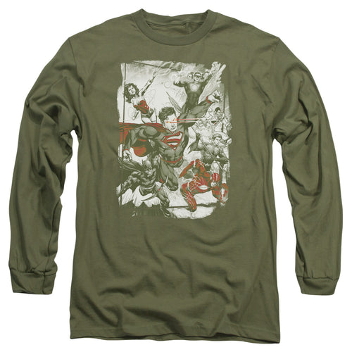 Justice League Green And Red Long Sleeve T-Shirt