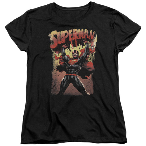 Superman Lift Up Black Womens T-Shirt