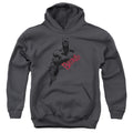 Batman Sketch Bat Red Logo Youth Hoodie