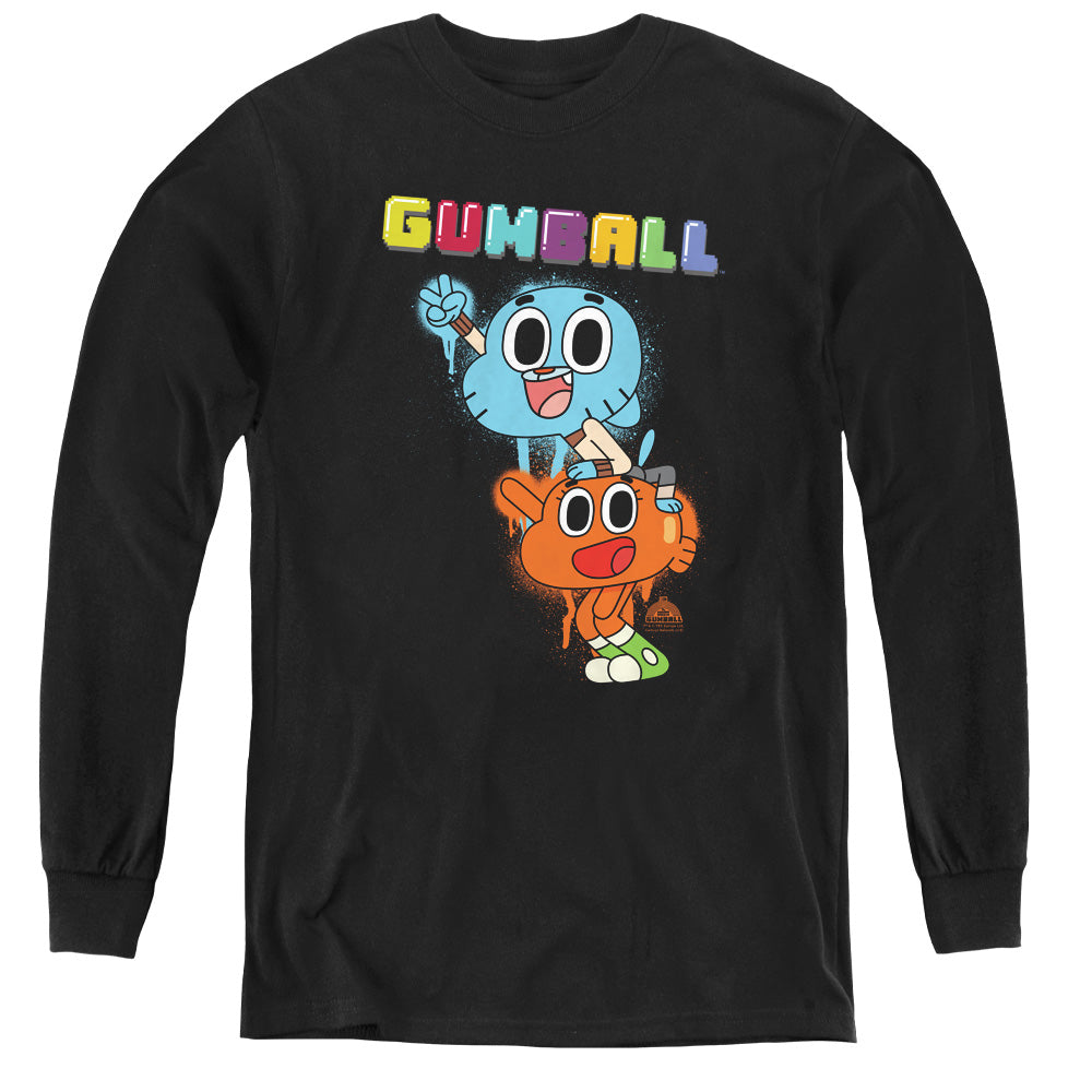 The Amazing World of Gumball Gumball and Darwin Spray Paint Youth Long Sleeve T-Shirt