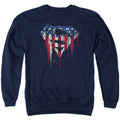 Superman Bleeding Shield Navy Crewneck Sweatshirt