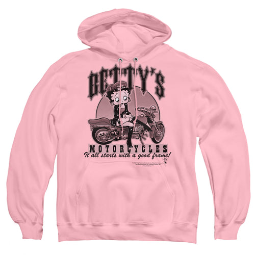 Betty Boop Betty's Motorcycles Pink Pullover Hoodie