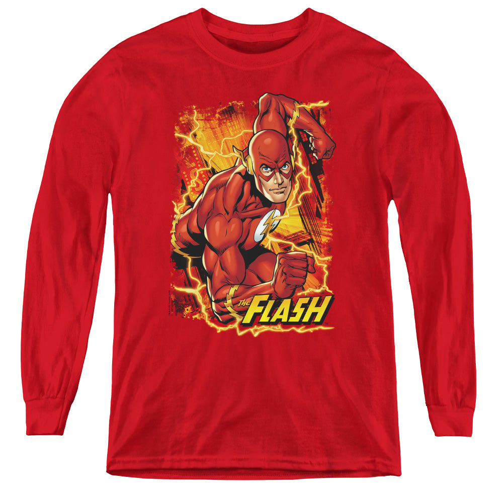 Justice League Flash Lightning Youth Long Sleeve T-Shirt