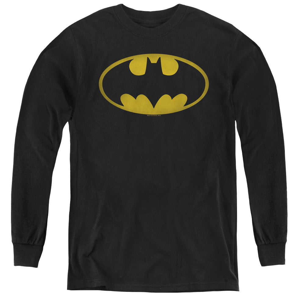Batman Washed Bat Logo Youth Long Sleeve T-Shirt