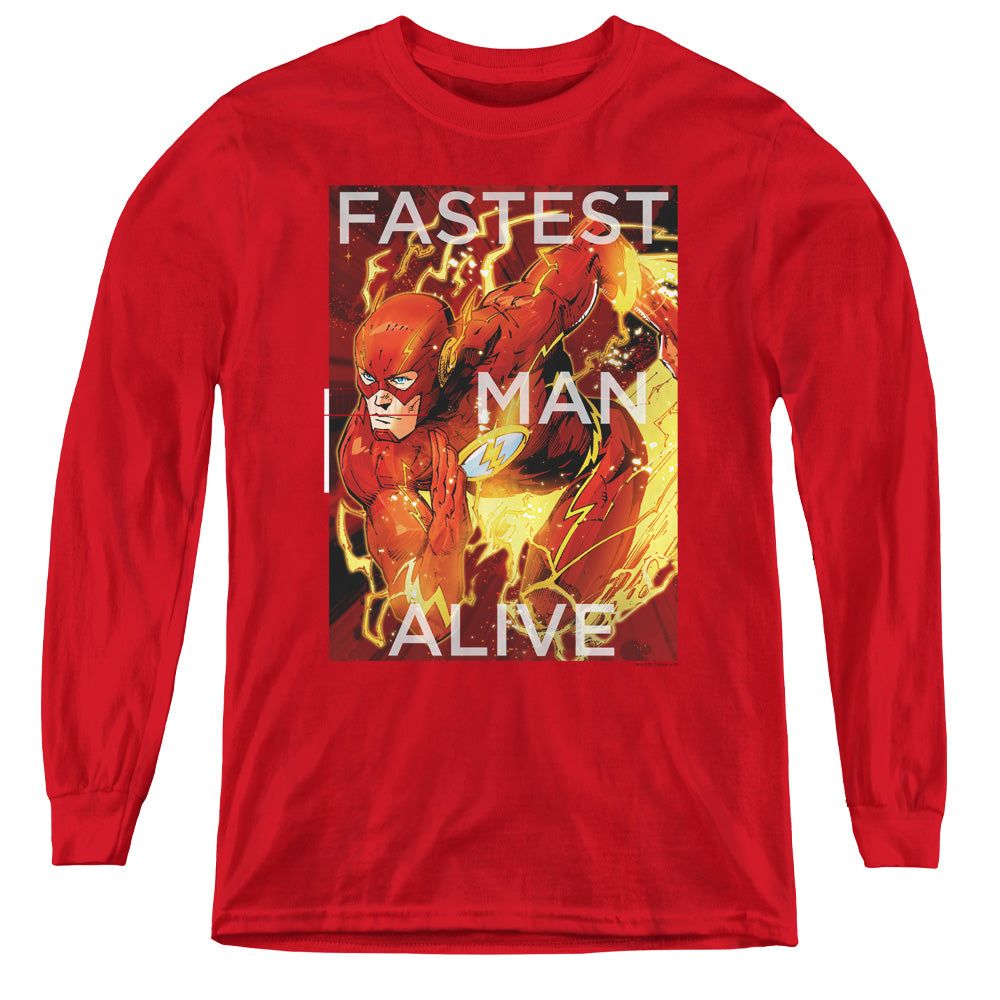 Justice League Fastest Man Alive Youth Long Sleeve T-Shirt