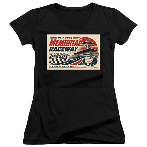 New York Memorial Raceway Juniors V-Neck T-Shirt