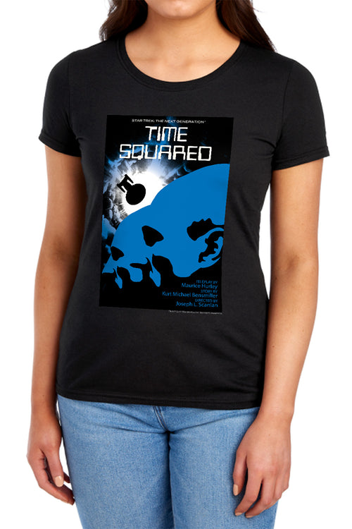 Star Trek Time Squared Black Womens T-Shirt