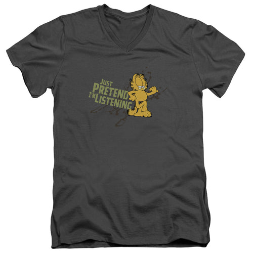 Garfield Just Pretend Im Listening V-Neck T-Shirt