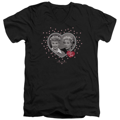 I Love Lucy Hearts And Dots V-Neck T-Shirt