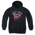 Superman Bleeding Shield Black Youth Hoodie