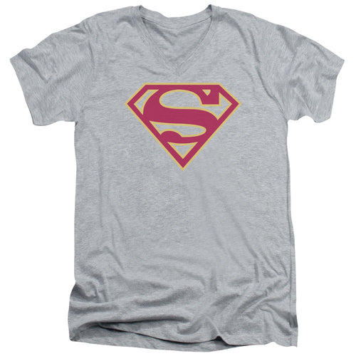 Superman Red & Gold Shield Athletic Heather V-Neck T-Shirt