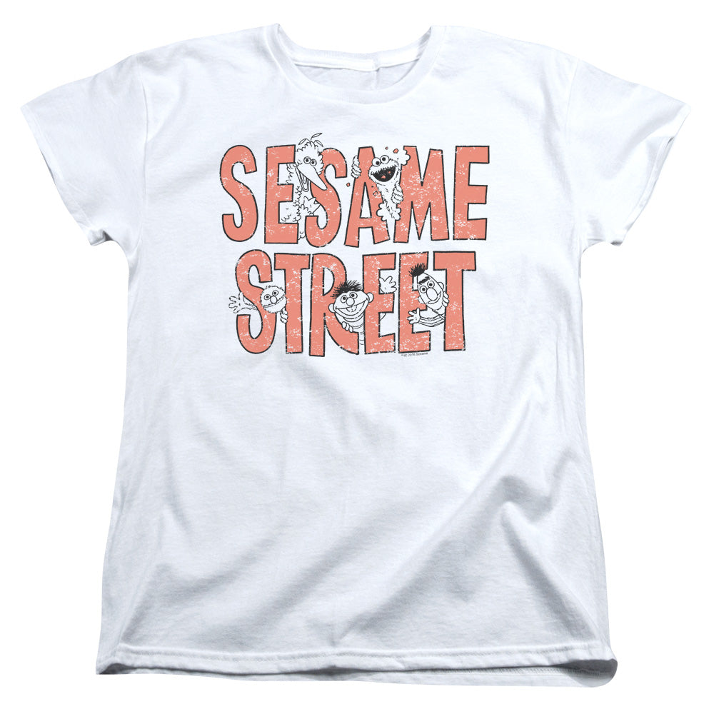 Sesame Street In Letters Womens T-Shirt