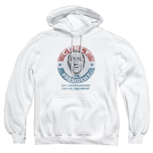 The Three Stooges Curly for President Any Knucklehead White Pullover Hoodie