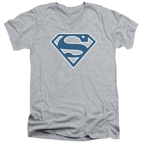 Superman Blue & White Shield Athletic Heather V-Neck T-Shirt