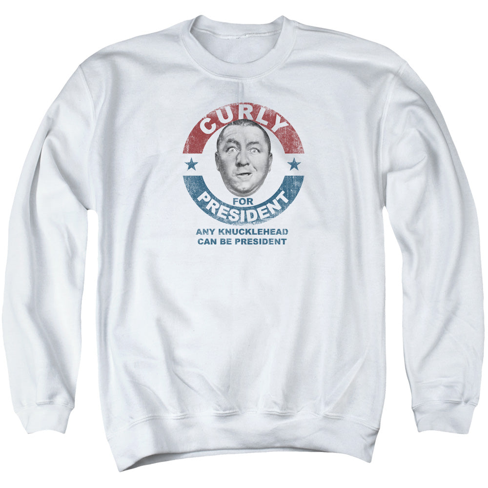 The Three Stooges Curly for President Any Knucklehead White Crewneck Sweatshirt