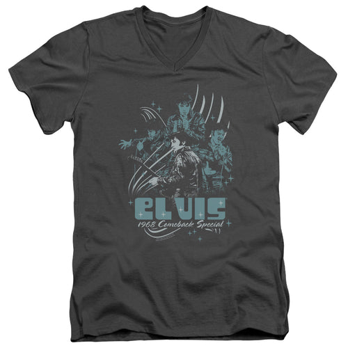 Elvis Presley 68 Leather V-Neck T-Shirt