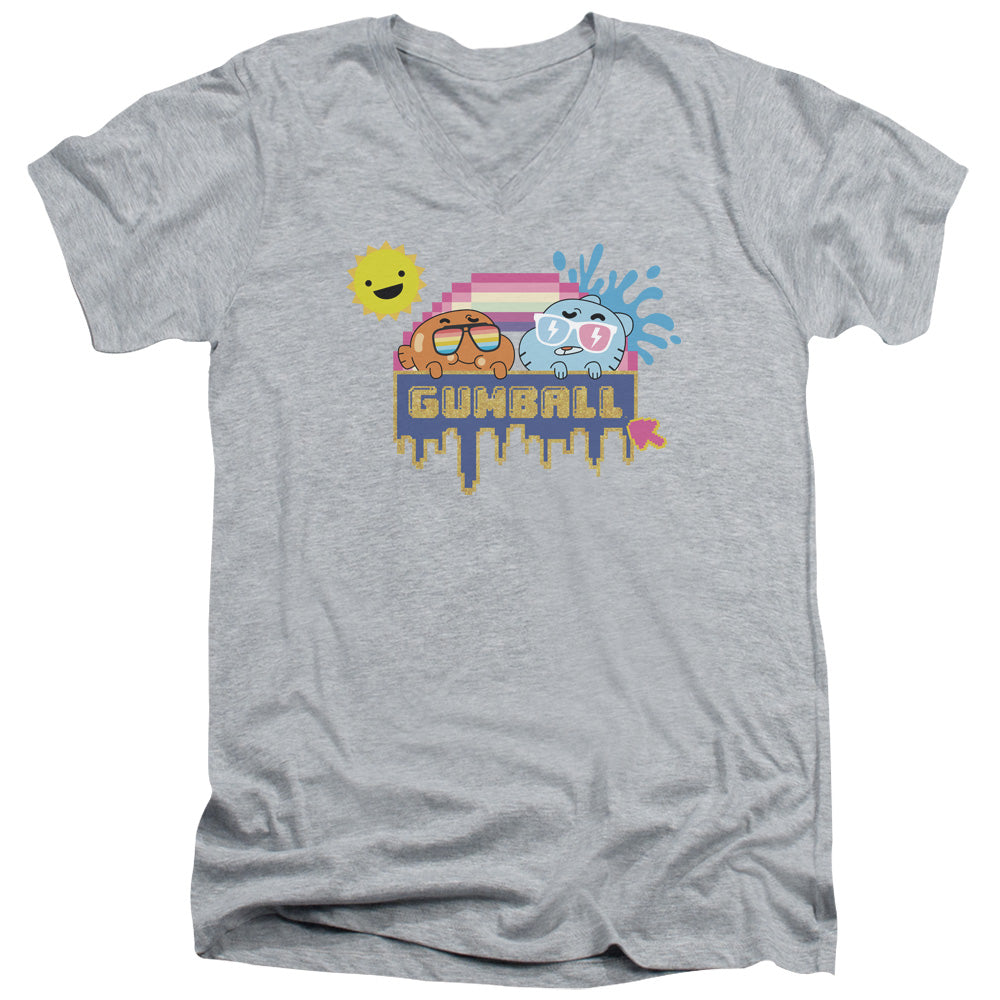 The Amazing World of Gumball Pixel Sunshine Logo V-Neck T-Shirt