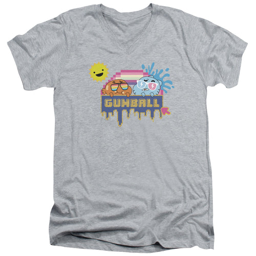 The Amazing World of Gumball Pixel Sunshine Logo V-Neck T-Shirt