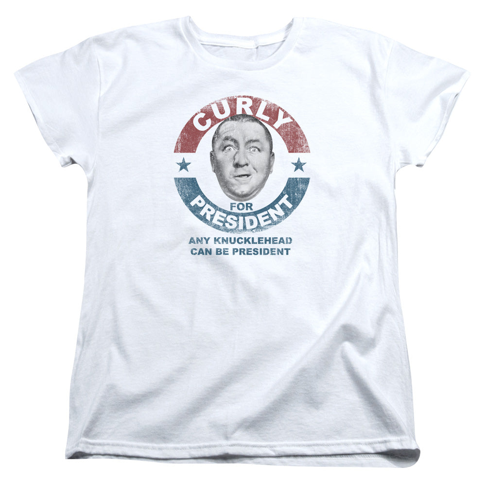 The Three Stooges Curly for President Any Knucklehead White Womens T-Shirt