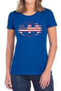 Batman American Flag Oval Womens T-Shirt