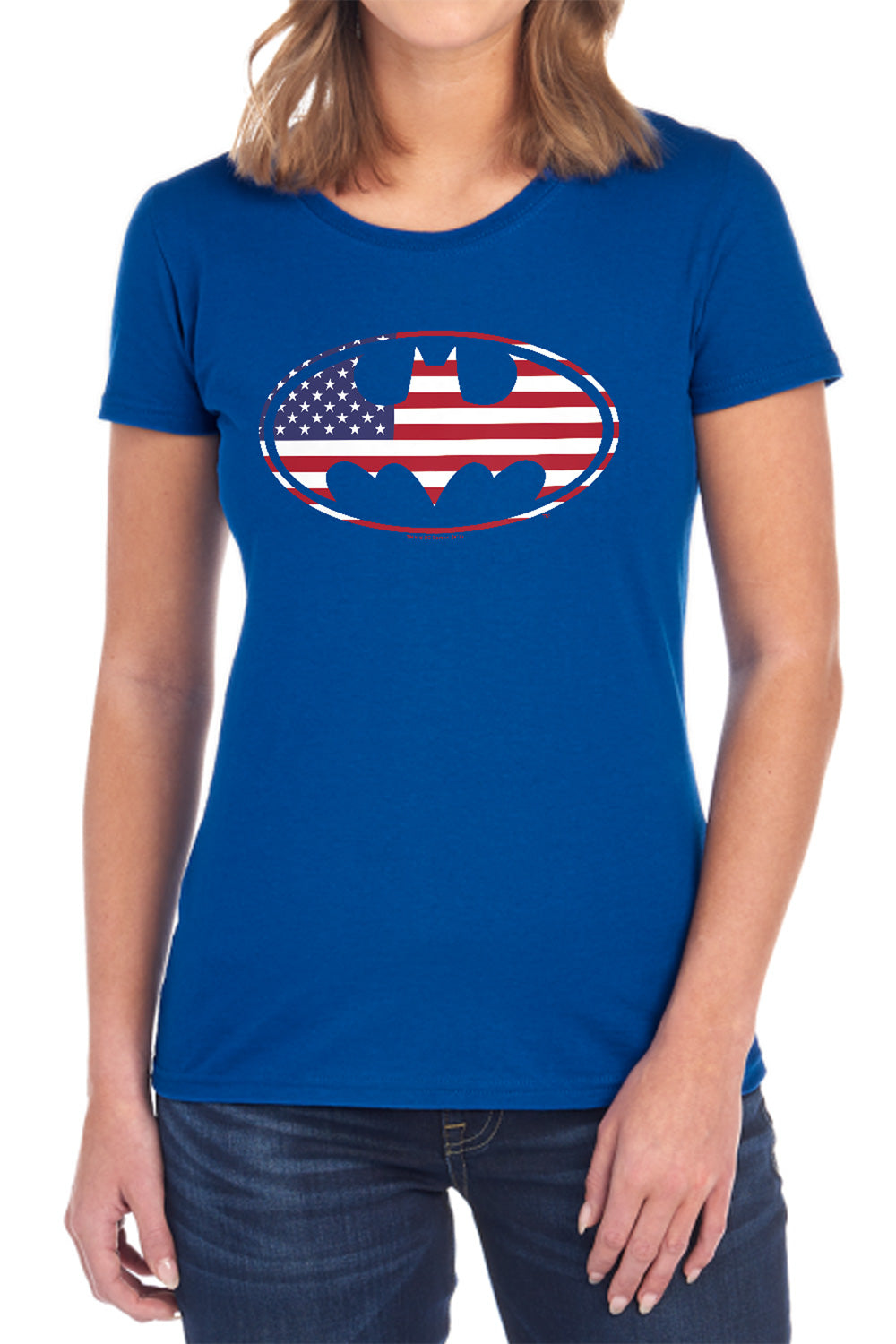 Batman American Flag Oval Womens T-Shirt