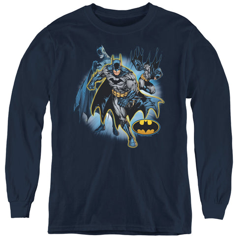 Justice League Batman Collage Youth Long Sleeve T-Shirt