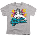 Wonder Woman Stance Script on Athletic Heather Youth/Toddler T-Shirt