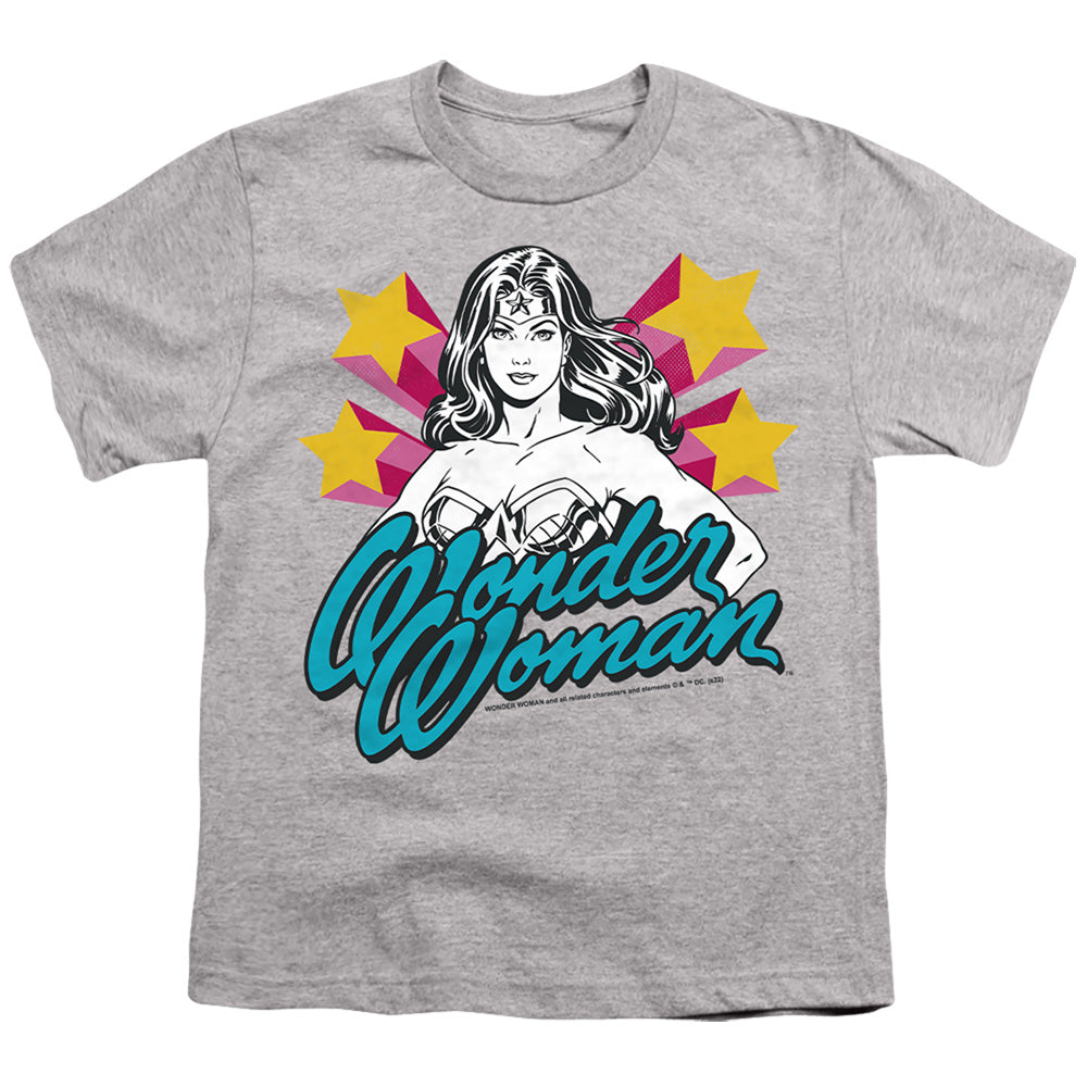 Wonder Woman Stance Script on Athletic Heather Youth/Toddler T-Shirt
