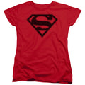 Superman Red & Black Shield Red Womens T-Shirt