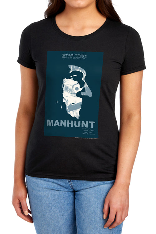 Star Trek Manhunt Black Womens T-Shirt
