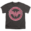 Wonder Woman Distressed Emblem on Charcoal Youth/Toddler T-Shirt