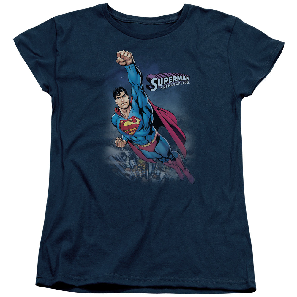 Superman Twilight Flight Womens T-Shirt