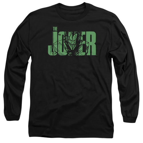 The Batman Joker Text on Black Long Sleeve T-Shirt