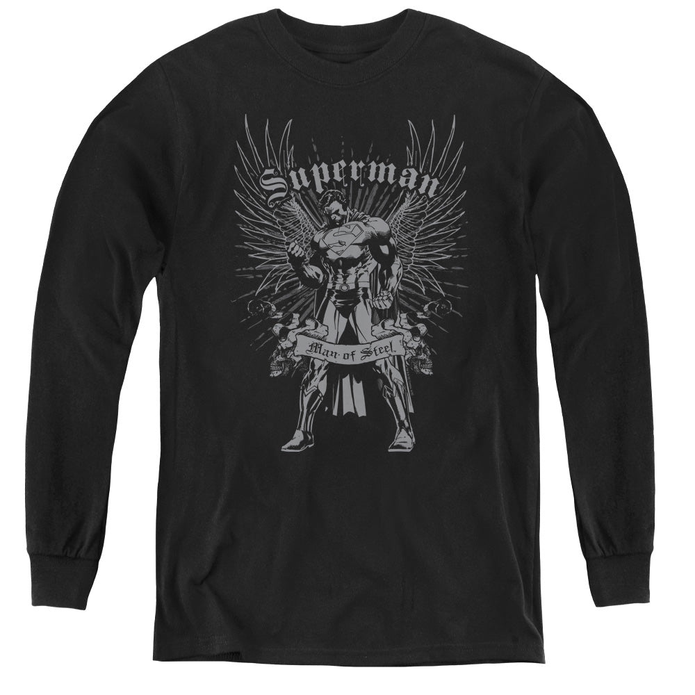 Superman Steel Black Youth Long Sleeve T-Shirt