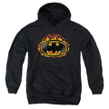 Batman Bat Flames Shield Youth Hoodie