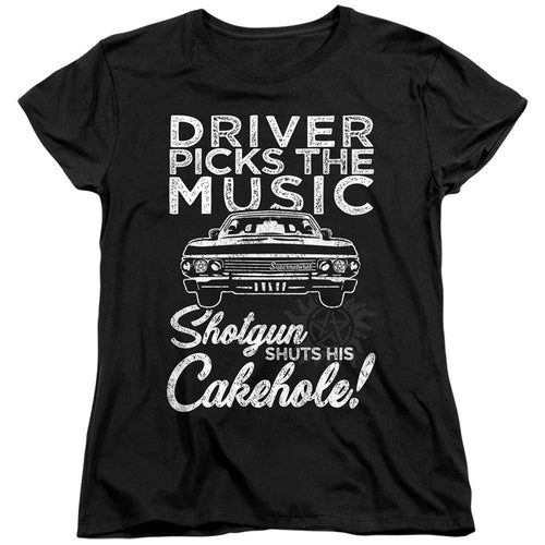 Supernatural Driver Picks the Music Womens T-Shirt