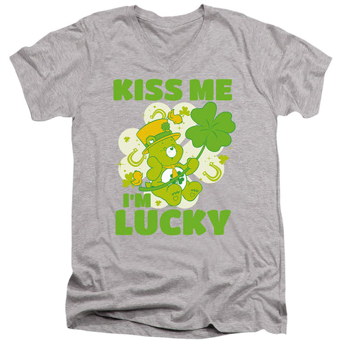 Care Bears Kiss Me I'M Lucky St. Patrick'S Day Good Luck Bear V-Neck T-Shirt