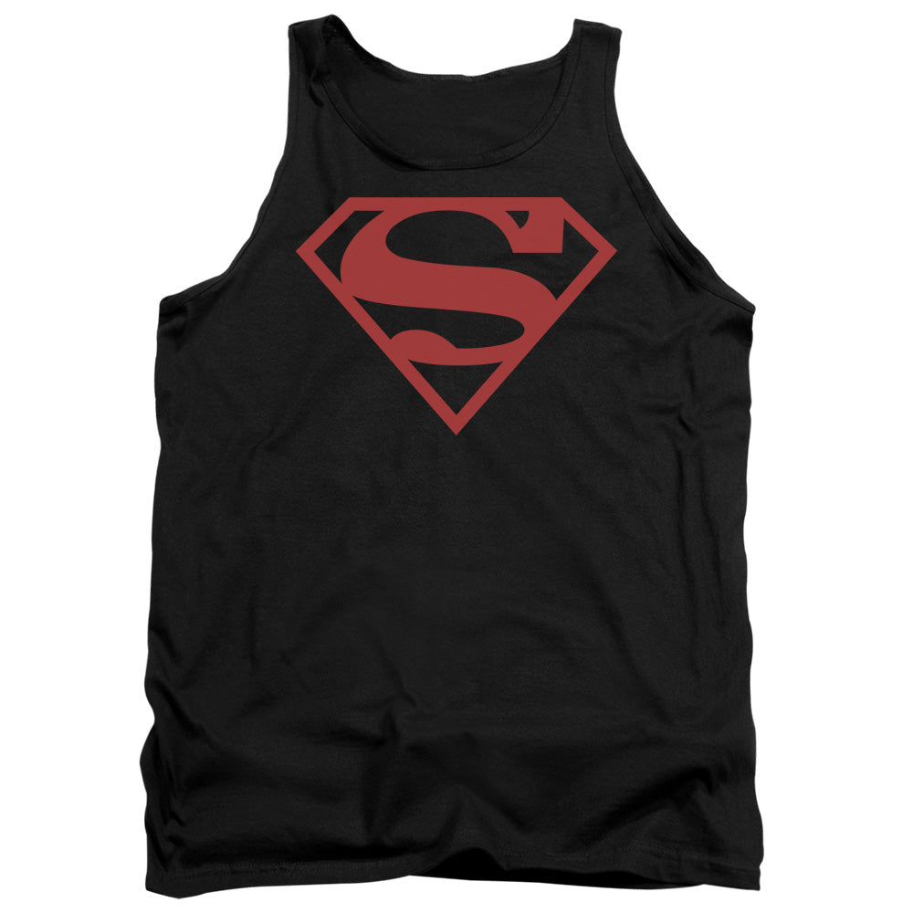 Superman Red on Black Shield Tank Top