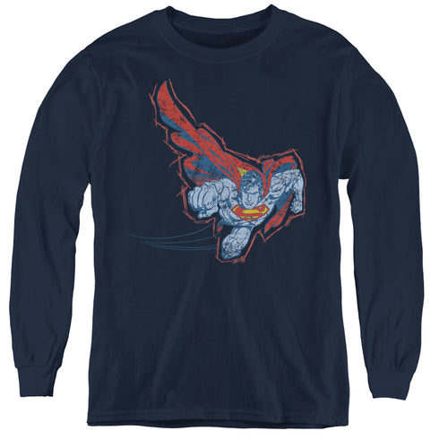 Superman Scribble & Soar Navy Youth Long Sleeve T-Shirt