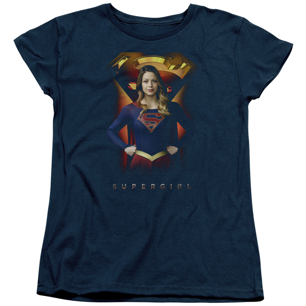Supergirl Standing Symbol Womens T-Shirt