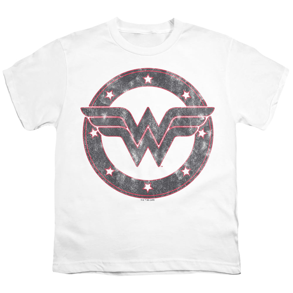 Wonder Woman Distressed Emblem on White Youth/Toddler T-Shirt