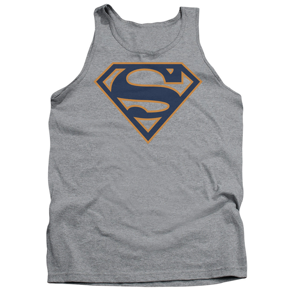 Superman Navy & Orange Shield Athletic Heather Tank Top