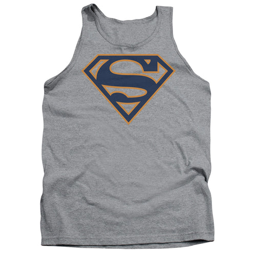 Superman Navy & Orange Shield Athletic Heather Tank Top