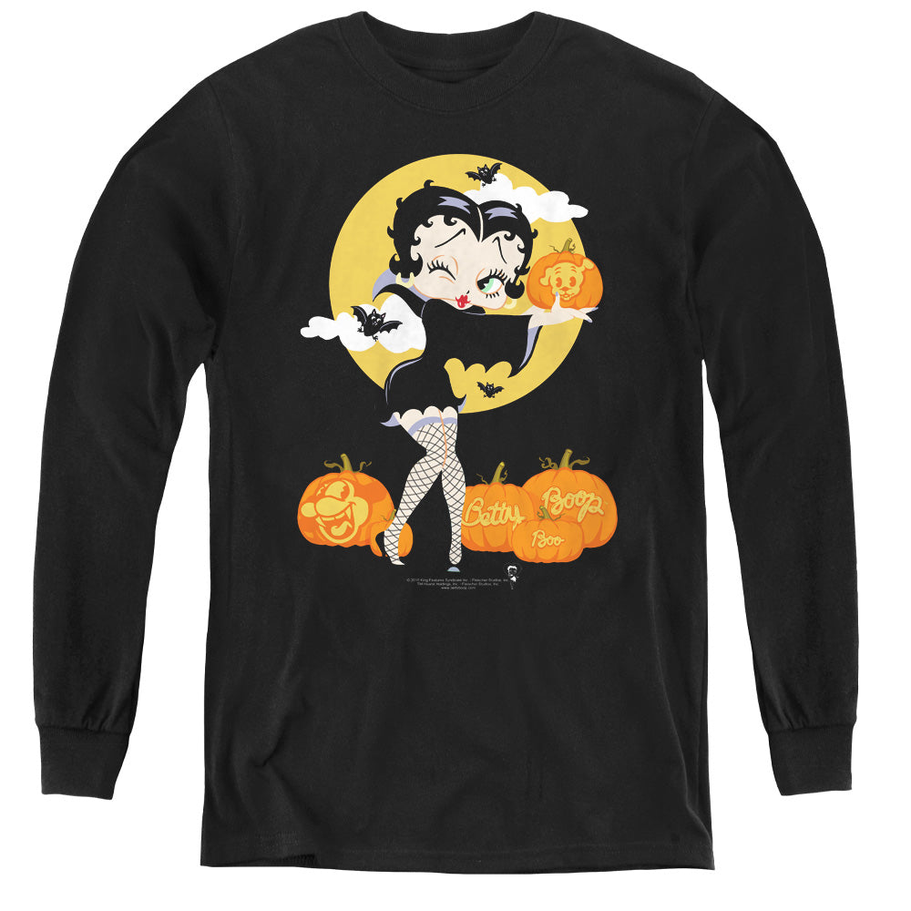 Betty Boop Vamp Pumkins Youth Long Sleeve T-Shirt