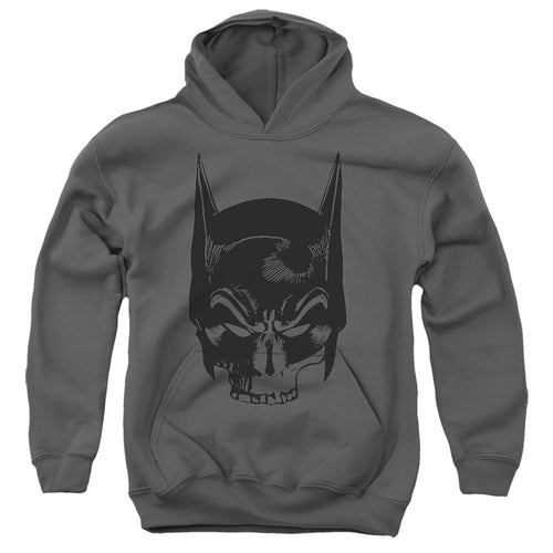 The Batman Skull on Gray Youth Hoodie