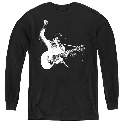 Elvis Presley Black&White Guitarman Youth Long Sleeve T-Shirt